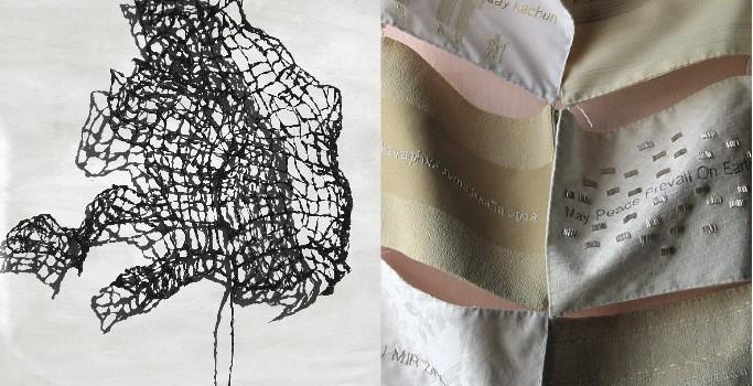 Wire and cloth sculptures.
