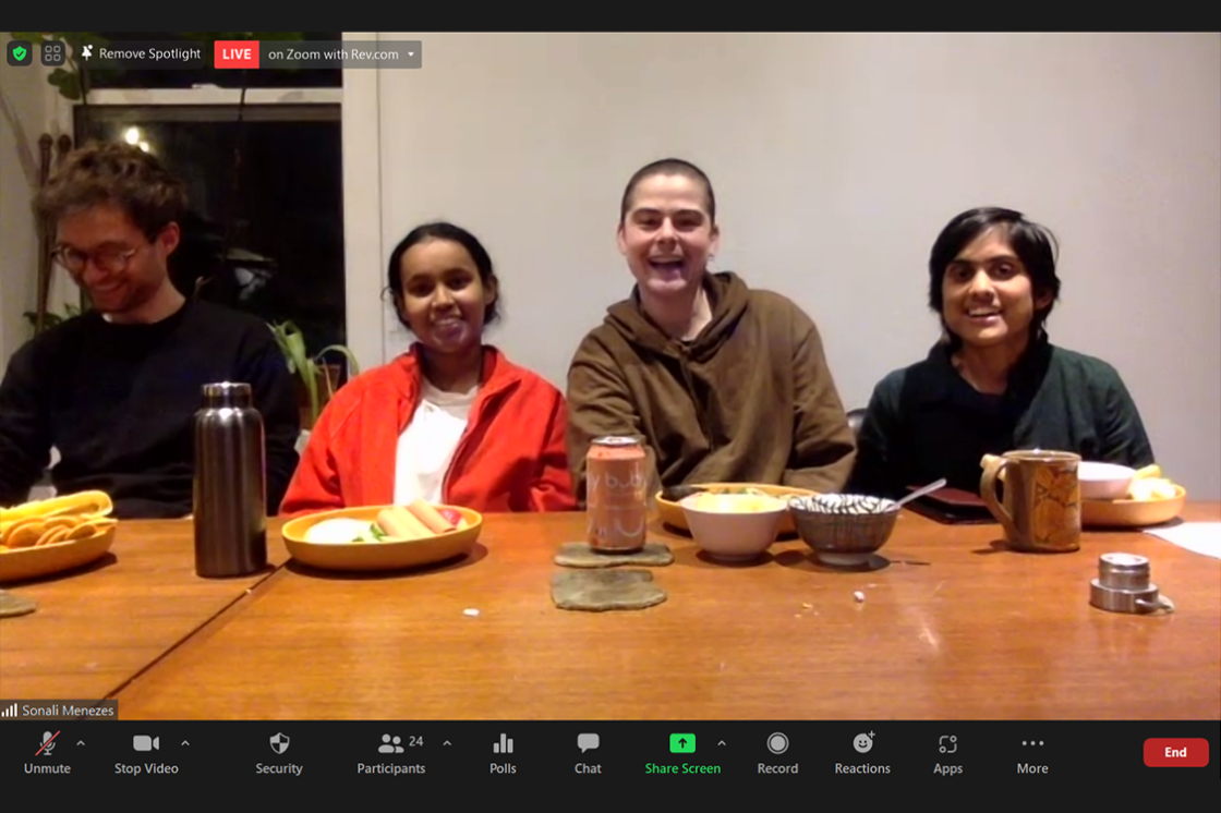 screenshot of the virtual dinner event over zoom