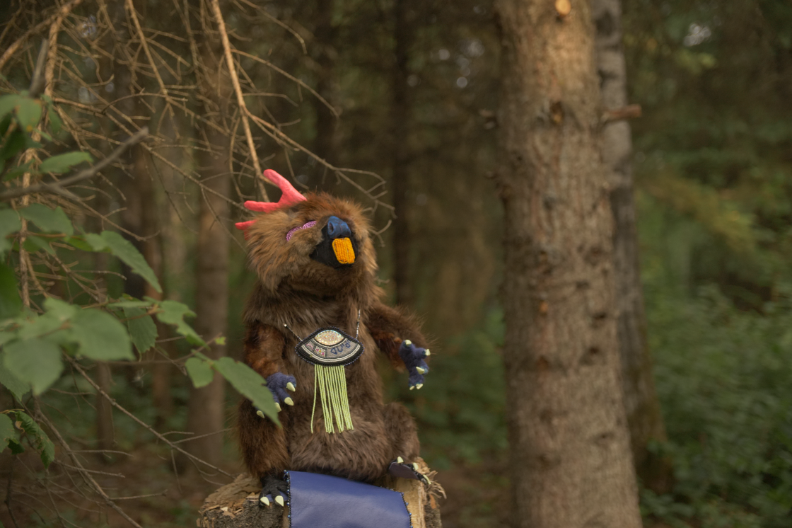 An excerpt of the beaver creature for Jasmine Piper's exhibition, Prince Sîpihko, Sailor Wâpakwiniy.